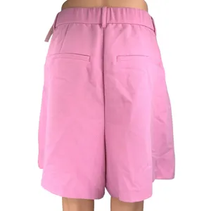 NEW Abercrombie & Fitch Pink High Waist Wide Leg Pleated Zipper Bermuda Shorts L thumbnail 3