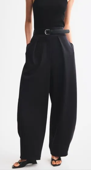 H&M Black Wide Leg High Rise Women's Trousers Size 10 thumbnail 1