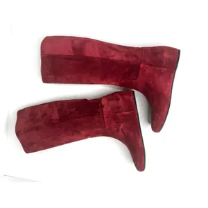 Longchamp Red Brick Suede Knee High Riding Boots Flat Leather EU 37 thumbnail 7