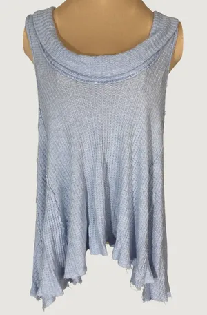3131 | We The Free Free People Waffle Knit Flowy Tank Top Blue Women S thumbnail 1