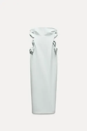Zara dress midi maxi bodycon strapless bow fitted wedding party cocktail thumbnail 11