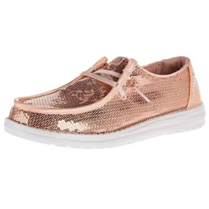 Hey Dude Wendy Disco Sequin Blush Shoes Women's 10 Rose Gold Pink Sparkle NWT thumbnail 2