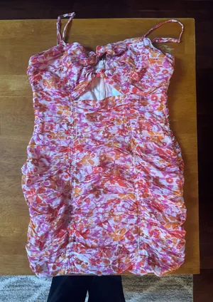 Floral Ruched Mini Dress thumbnail 1