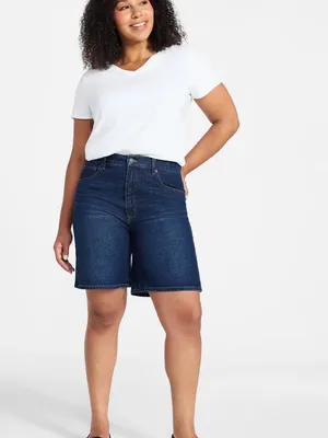 Time and Tru Dark Blue Denim Bermuda Shorts thumbnail 2