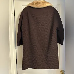 Vintage Women’s mid century modern Wool Coat Real Fur Redman Brothers Forstmann thumbnail 2