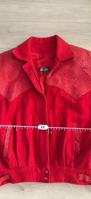 80’s Style Women’s Vintage Red Suede Leather Bomber Jacket Size Large thumbnail 7