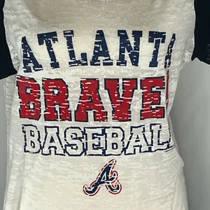 MLB Genuine Merchandise Atlanta Braves Women’s Burnout T-Shirt thumbnail 2