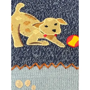 VTG Blair Dog Motif Embroidered Cardigan Sweater Women L Navy Grandma Core Retro thumbnail 10