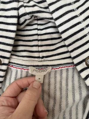 Anthropologie Pilcro Wharfside Hooded Sweatshirt vertical Stripes Beach medium thumbnail 6