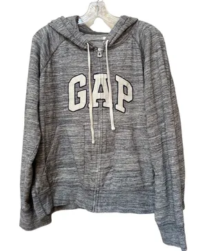 GAP XXL Gray Logo Zip Hoodie Oversized Y2K 90s Full Zip Sweatshirt thumbnail 1