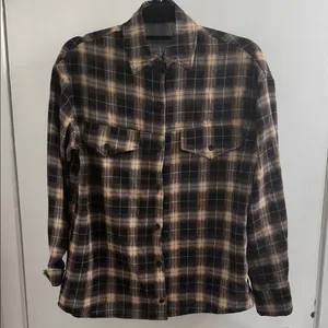 Pretty little thing Plaid Button-Up Shirt brown/black size 8 thumbnail 1