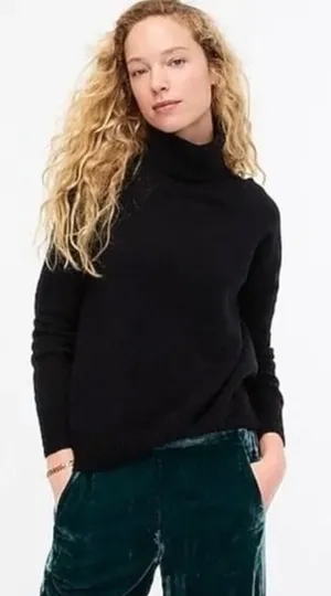 J. CREW Turtleneck Sweater Supersoft Yarn Solid Black Wool Alpaca Knit X-Small thumbnail 1