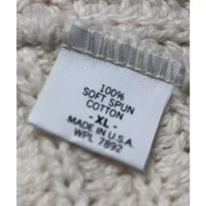 Vintage Sea Boston 100% Cotton Shaker Knit Sweater XL Cream Made in USA Unisex thumbnail 5