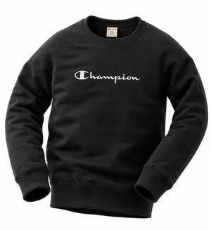 Champion Sweatshirt Womens‎ Size Large Black Crewneck Pullover Fleece Logo thumbnail 1