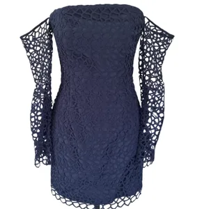 Keepsake the Label Navy Blue Lace Off the Shoulder Bell Sleeve‎ Mini Dress Small thumbnail 3