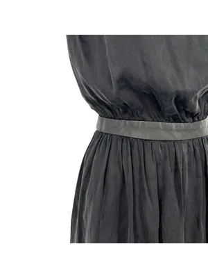 Alice + Olivia Black Silk Dress Cutout Back Leather Trim Mini Size Small Luxury thumbnail 4