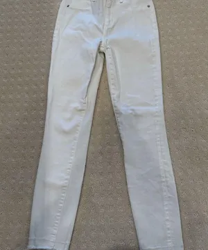 Abercrombie & Fitch Simone High Rise Ankle Jeans White Distressed Hem Size 25 0R thumbnail 2