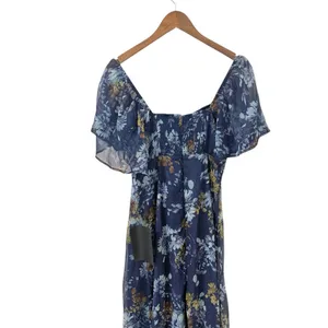 Lulus Valla Navy Blue Floral Flutter Sleeve Midi Dress size Large NWT thumbnail 7