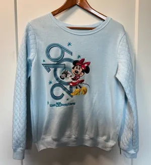 Walt Disney‎ World 2019 Quilted Crewneck Baby Blue Graphic Character Long Sleeve thumbnail 1