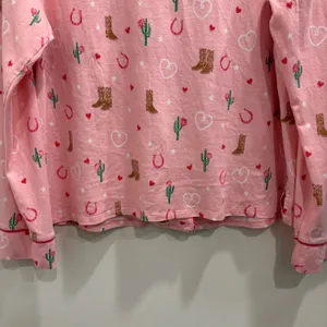 PJ Salvage Whimsy Boot Scootin Pink Pajama Set Western Cowboy Hearts Medium thumbnail 8