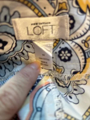 LOFT Paisley A-Line Skirt in Cream, Navy and Blush thumbnail 4