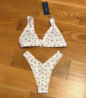 OneOne X Kamila Davies Cherry Print Bikini White thumbnail 1