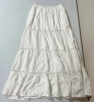 White Solid Linen Maxi Skirt Bottoms Size XS 🤍✨ thumbnail 1
