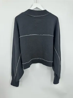 American Eagle Cropped Sweatshirt Cardigan Size 2XL Oversized Loungewear thumbnail 3