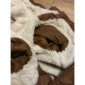 H&M Divided Brown Utility Parka Jacket Faux Shearling Lined Hooded Women Size 6 thumbnail 8