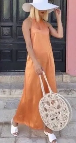 ZARA Maxi Orange Dress Slip thumbnail 1