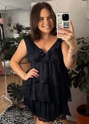 Y2K Wet Seal Tiered V-Neck Sleeveless Mini Dress Navy Size Small thumbnail 1