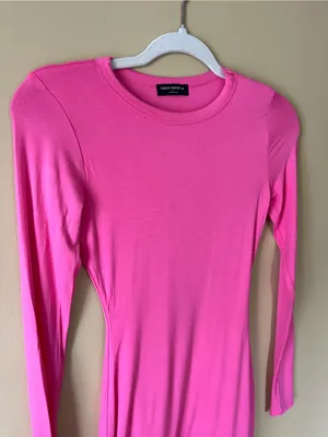 naked wardrobe Hot Pink Long-Sleeve Mini Bodycon Dress thumbnail 5