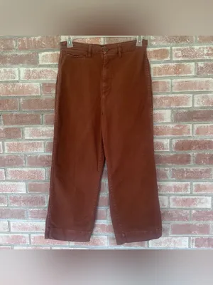 Quince High Rise Cropped Wide Straight Pants Women’s 31 Rust Orange Twill thumbnail 2