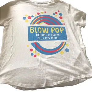 Charms Blow Pop Bubble Gum Filled Pop White SS Graphic Tee size XXL Novelty thumbnail 2