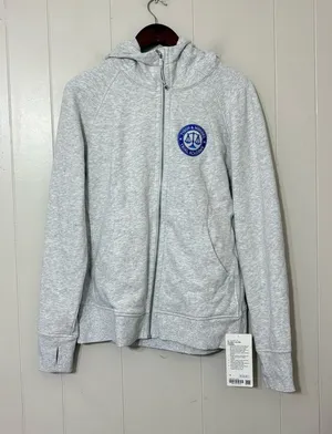 Lululemon Scuba Full Zip Hoodie Gray Size 14 NWT Cotton Athleisure Jacket Logo thumbnail 1