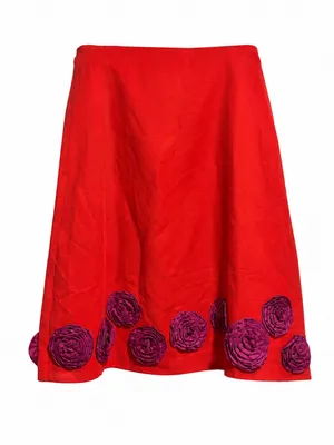 Boden Silk Linen Blend 3D Floral Embellished Skirt | Size 12 Regular | NWT thumbnail 2