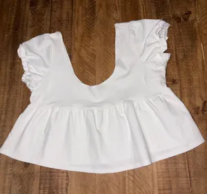 Pacsun White Ruffle Sleeve Peplum Babydoll Top thumbnail 1