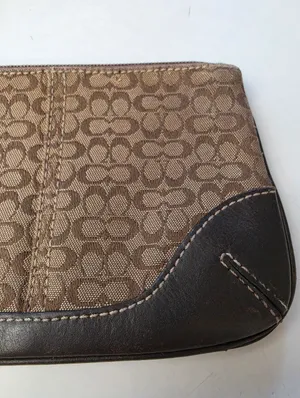 Coach Brown Signature Wristlet Fabric and Leather thumbnail 2