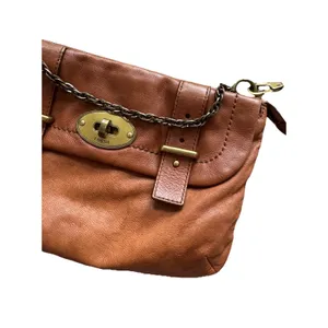 Fossil Issue 54 Brown Leather Messenger Bag‎ Crossbody Charm Satchel Chain Purse thumbnail 4