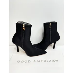 Good American Booties Size 5.5 High Kickstand Black Pointed Toe Neoprene Boot‎ thumbnail 5