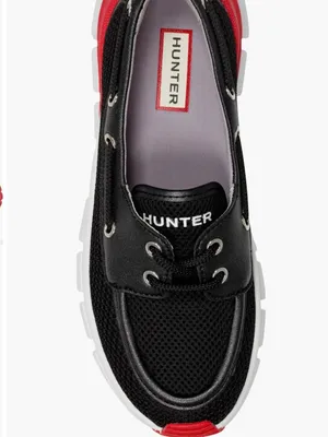 NEW $130 Hunter Sasa Boat Shoe 7 M, BLACK Red Water-Resistan Lug Sole thumbnail 3