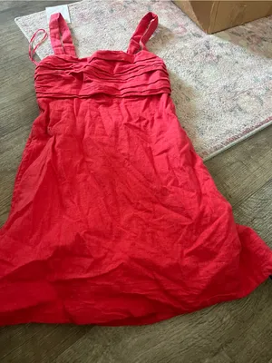 Abercrombie & Fitch Emerson Dress Skort Red Women’s XS Linen Shorts Pocket thumbnail 10