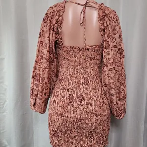 Free People Smock It To Me Mini Dress Women's‎ Size Medium Apricot Combo NWT thumbnail 4