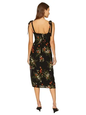Reformation Besse Dress in Black Floral 6 Womens Midi thumbnail 2