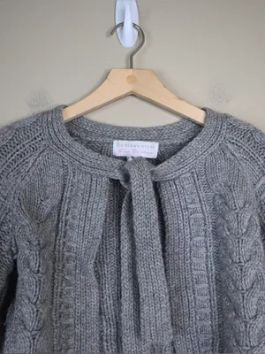 Design History Women's L Pure Cashmere Gray Cable-Knit Cropped Cardigan thumbnail 3