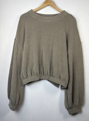 Free People Beach Women's green Pullover Sweater medium cropped streetwear NWT thumbnail 1