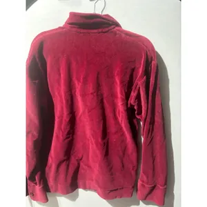 Vintage Burgundy Velour‎ Polo Shirt Long Sleeve Collared Pocket Size L thumbnail 6