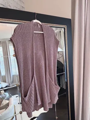 Free People Mauve Long Knit Cardigan thumbnail 2