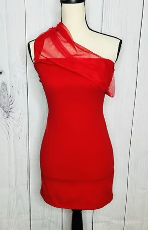 Lucy in the Sky Mini Dress Sz S Red Cocktail Party Night Out thumbnail 1