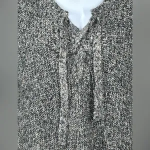 Aerie Chunky Lace Up Sweater XL Gray Confetti Knit Cozy Oversized Pullover thumbnail 5